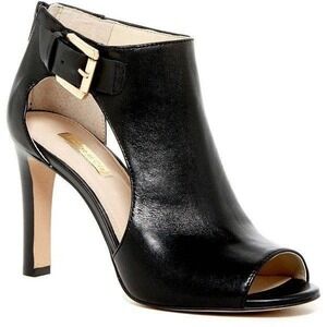 Louise Et Cie Olivia Black Leather Peep Toe Heels Size 8